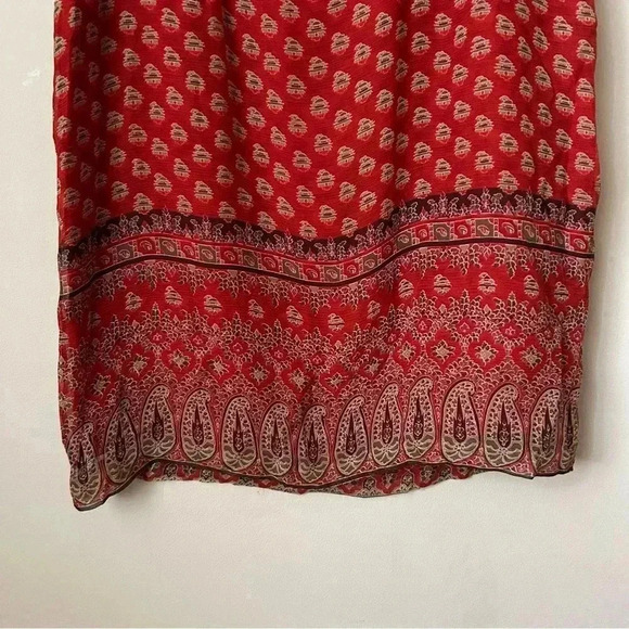 Vintage Robbie Bee Burnt Orange Red Paisley Pattern Sleeveless Silk Dress 10 - Picture 2 of 5
